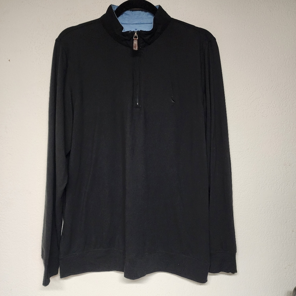 Tailorbyrd‎ 1/4 Zip Shirt Black Long Sleeve Stretch Casual Mens Medium
